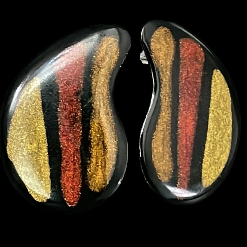 Vintage 80s Metallic Abstract Earrings